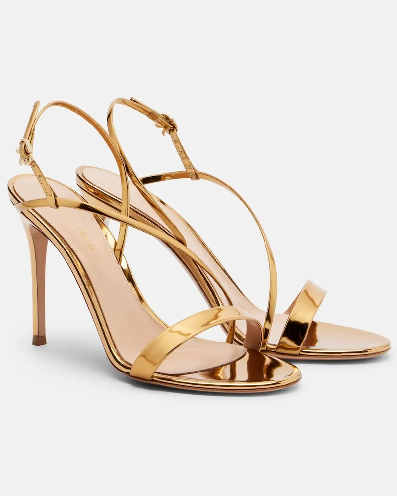 Gianvito Rossi Sandali slingback in pelle metallizzata Oro
