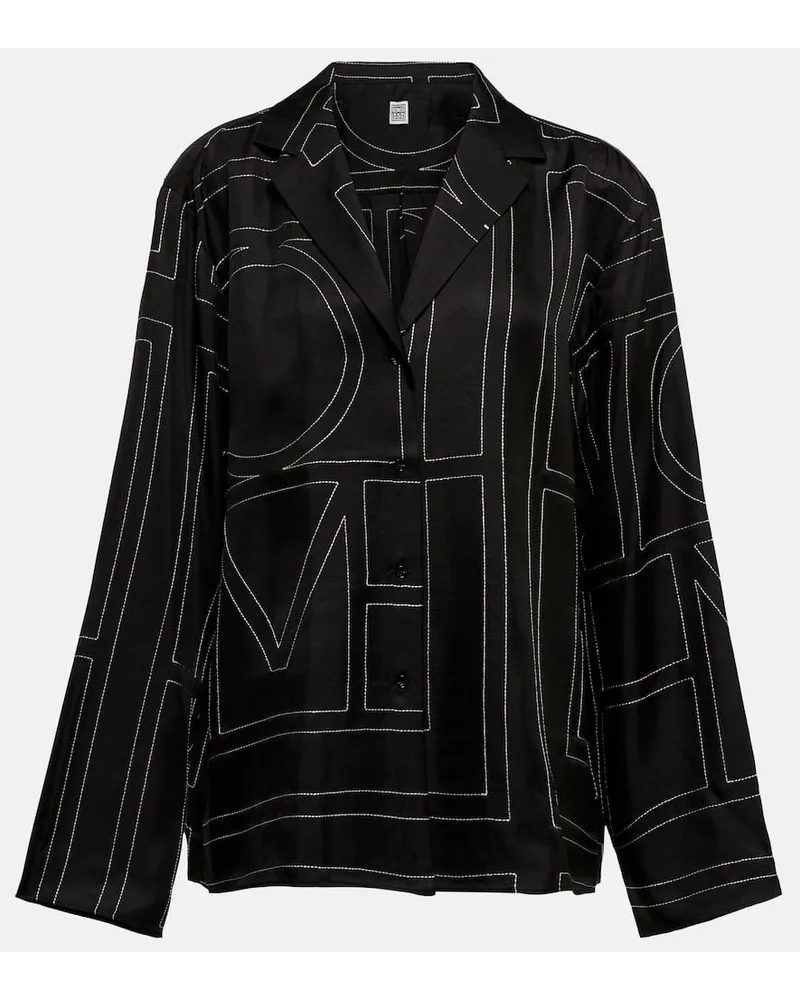 Totême Camicia in seta con ricamo Nero