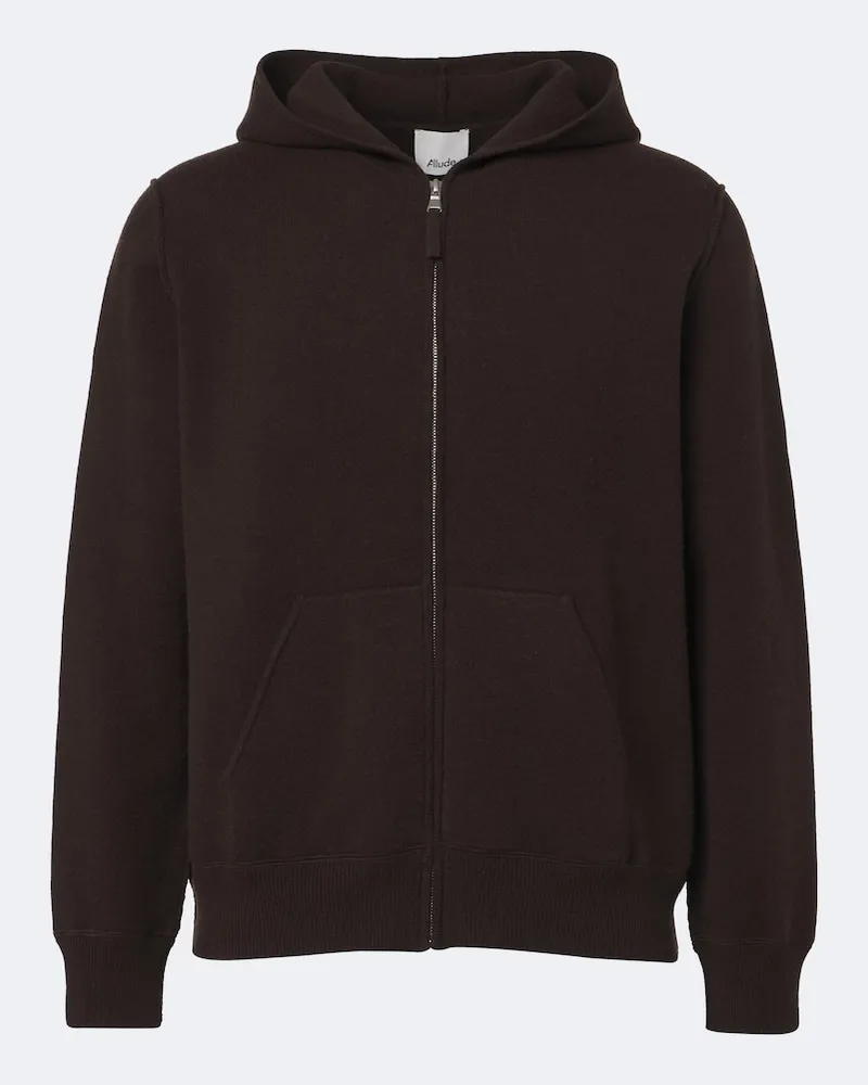 ALLUDE Felpa in lana e cashmere con zip Marrone