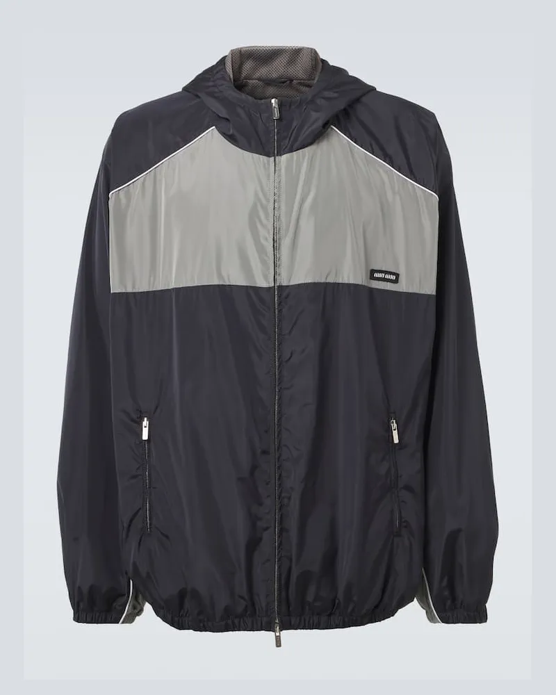 Miu Miu Giacca sportiva oversize con logo Blu