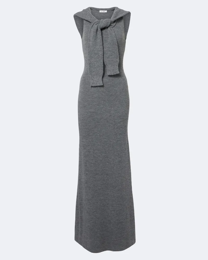Aya Muse Abito midi Vao in maglia Grigio