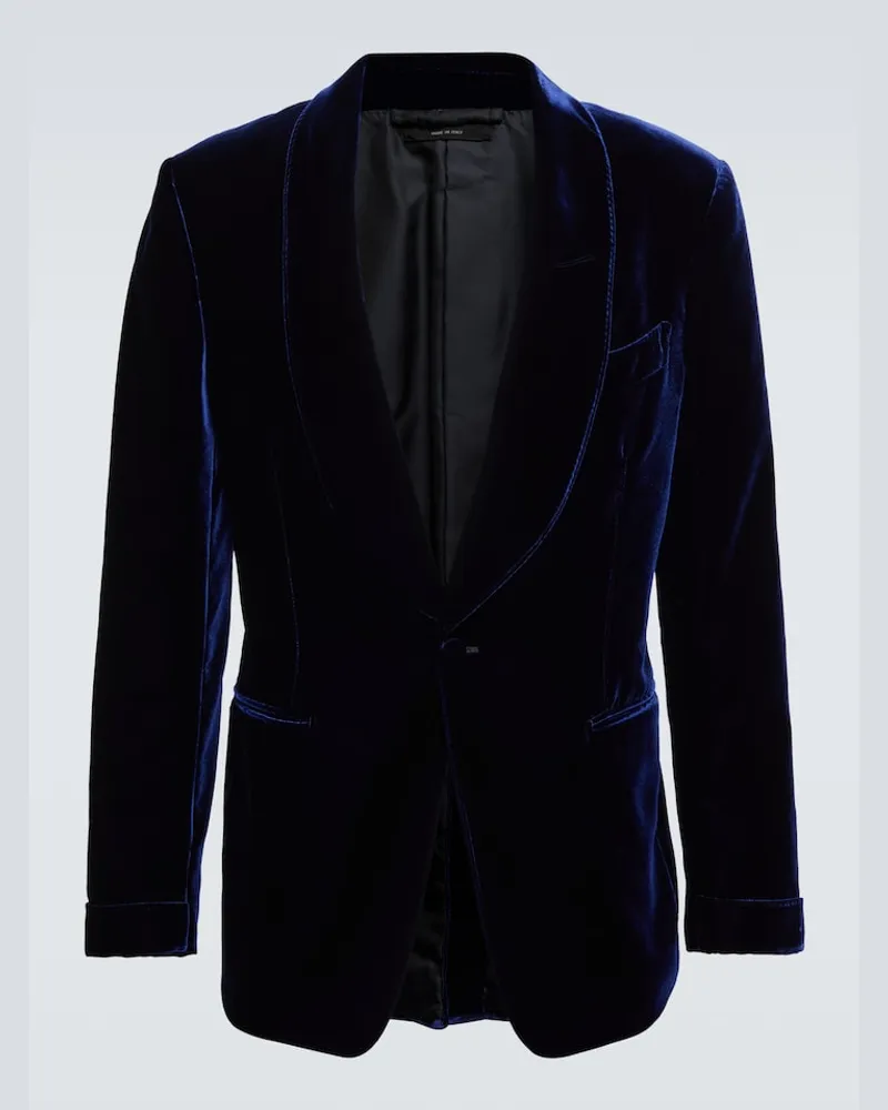Tom Ford Blazer Shelton in velluto Blu