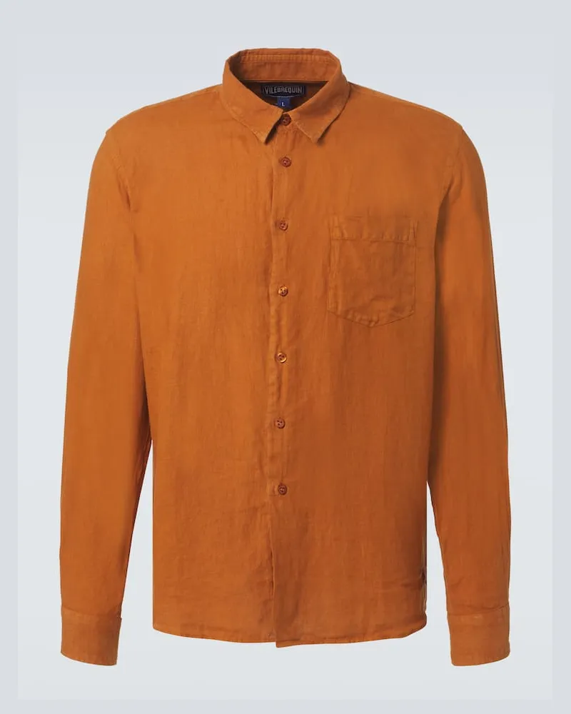 Vilebrequin Camicia Caroubis in lino Marrone