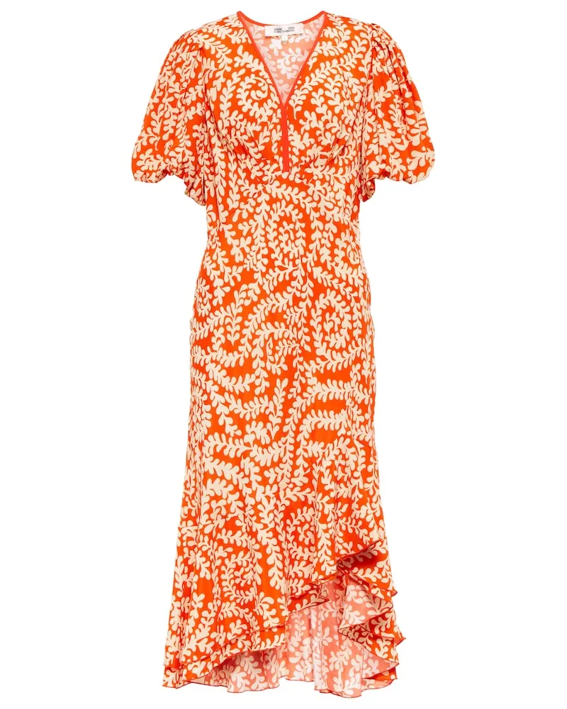 Diane von Furstenberg Abito midi Madrid in crÃªpe con stampa Arancione