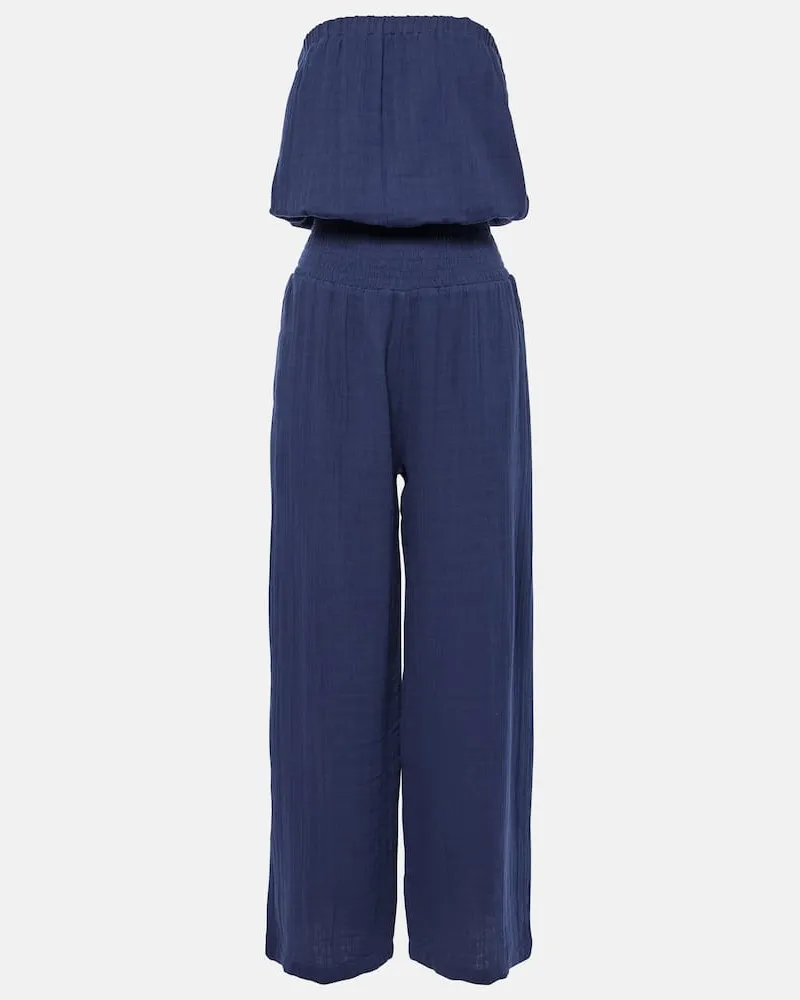Melissa Odabash Jumpsuit in cotone senza spalline Blu