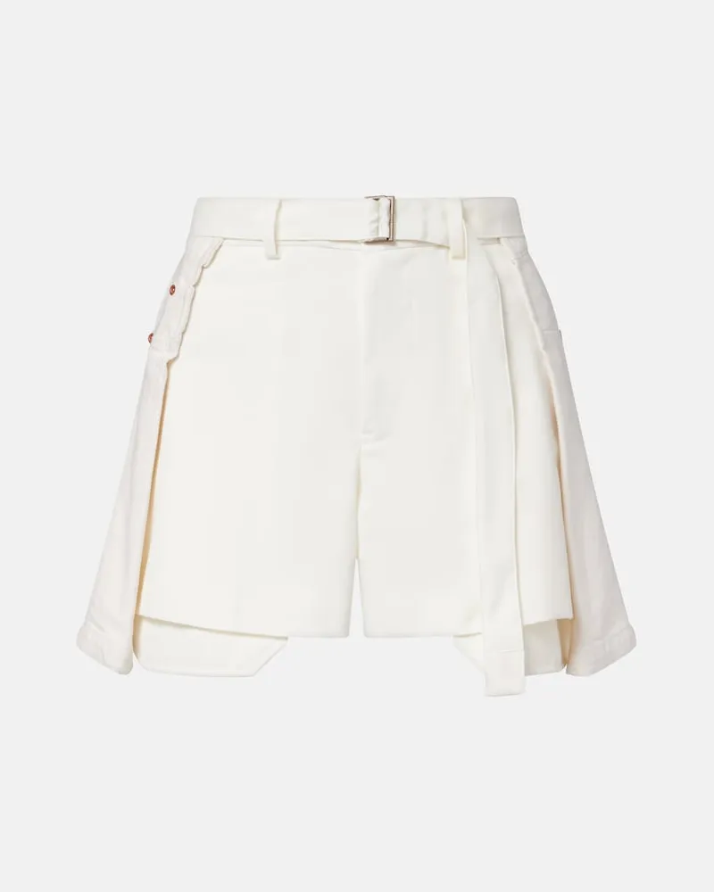 Sacai Shorts di jeans con lana Bianco