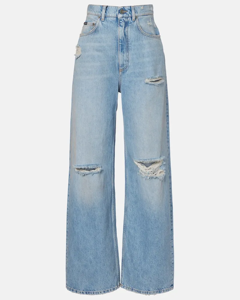 Dolce & Gabbana Jeans a gamba larga distressed Blu