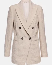 Brunello Cucinelli Blazer doppiopetto in lino Beige