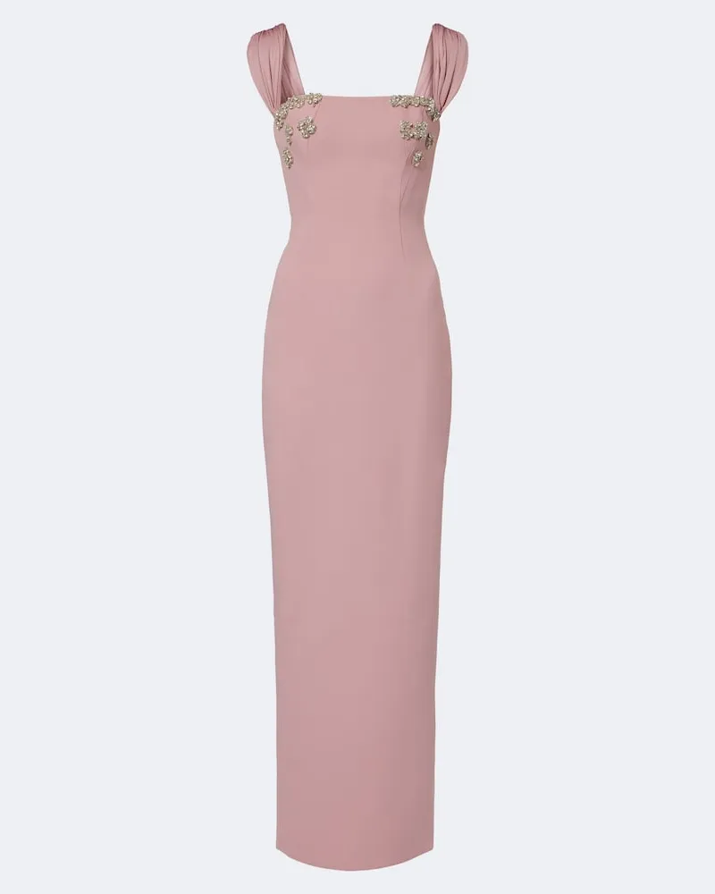 Rachel Gilbert Abito lungo Malia in crêpe a corsetto Rosa