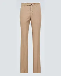 Incotex Pantaloni slim in cotone e lino Beige