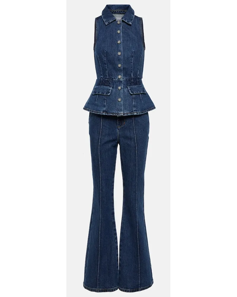 Self-Portrait Jumpsuit di jeans Blu
