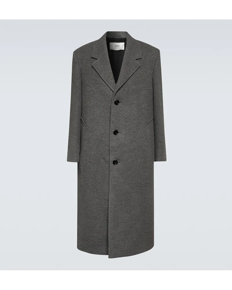 AMI Paris Cappotto monopetto in misto lana Grigio