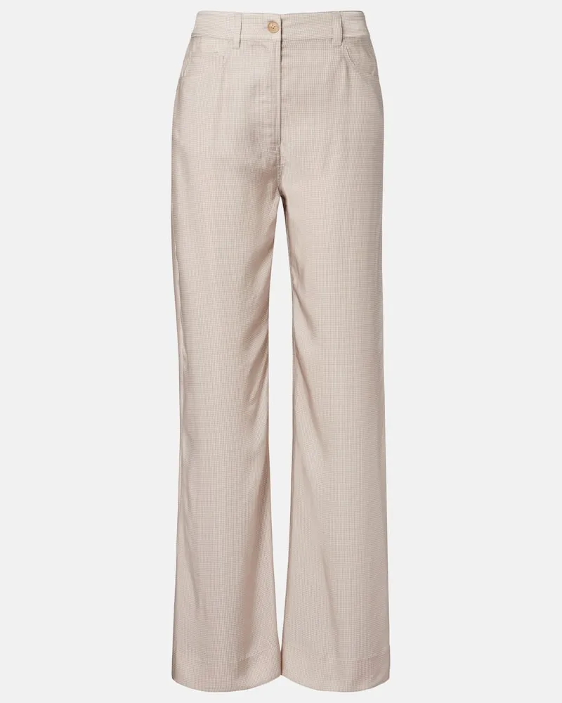 Acne Studios Pantaloni a gamba larga in twill a quadri Beige