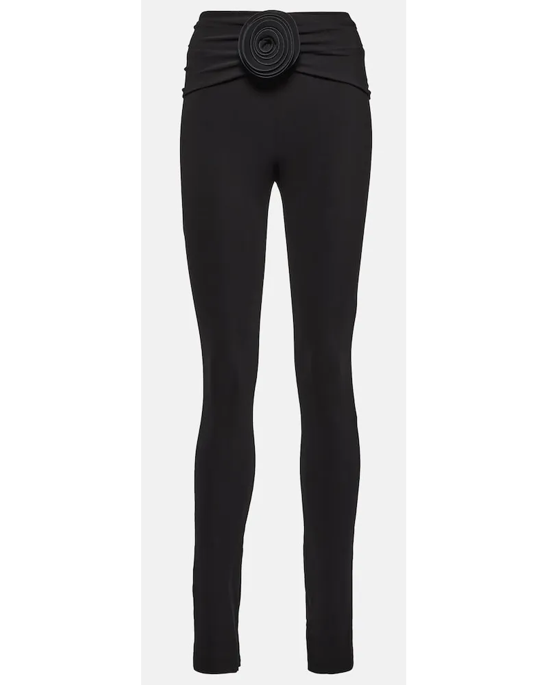 Magda Butrym Leggings in jersey con applicazione floreale Nero