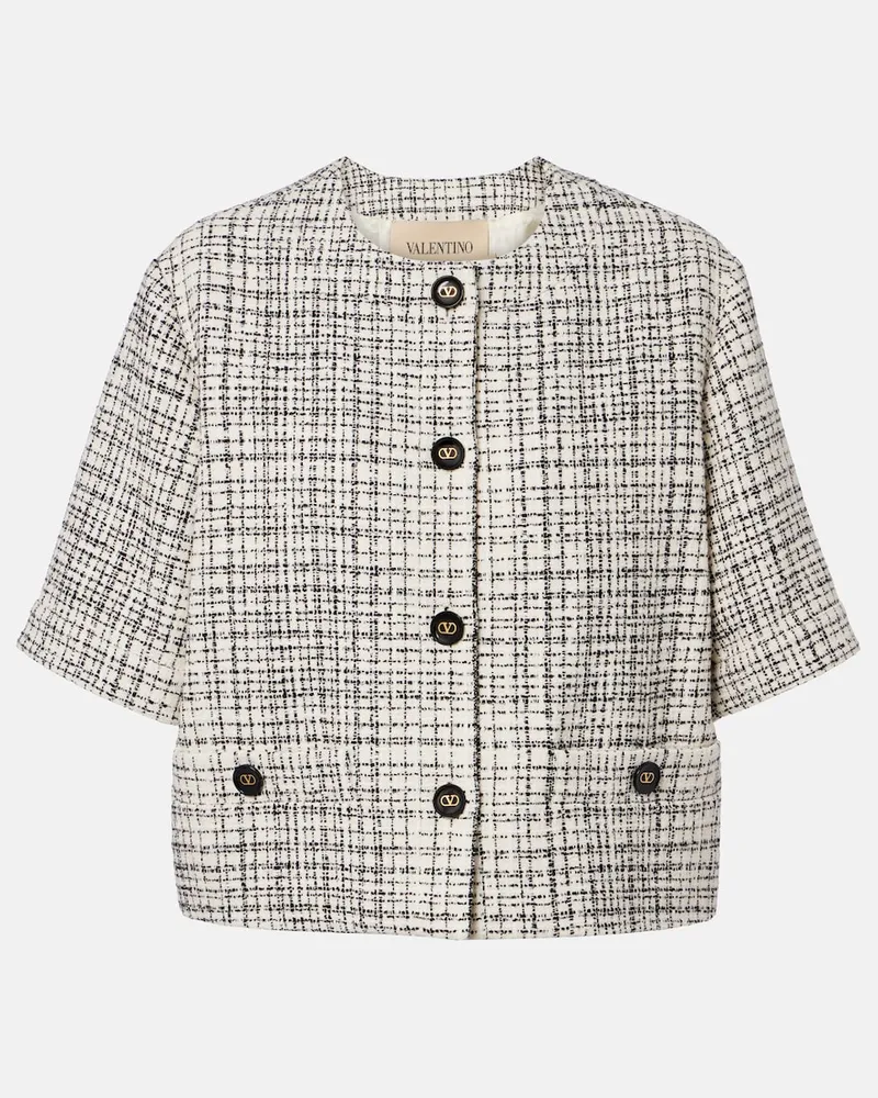Valentino Garavani Giacca in tweed di misto cotone Bianco