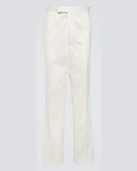 Thom Browne Pantaloni chino in cotone a vita alta Bianco