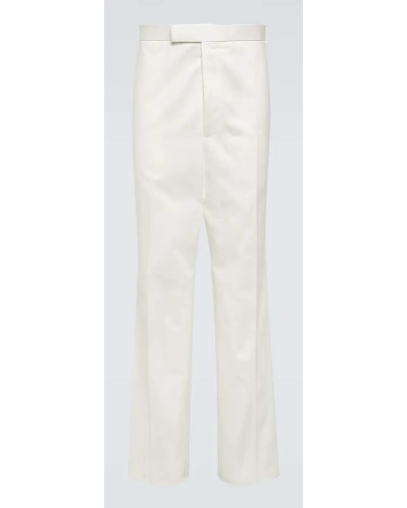Thom Browne Pantaloni chino in cotone a vita alta Bianco