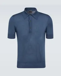 Tom Ford Polo in cashmere e seta Blu