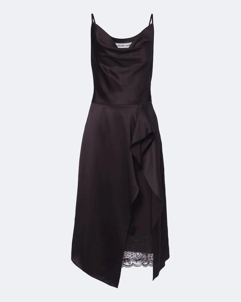 Acne Studios Abito sottoveste in raso con pizzo Marrone