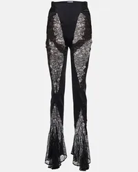 Thierry Mugler Pantaloni flared in pizzo a vita alta Nero