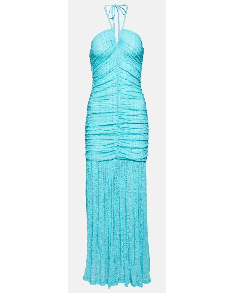 Ganni Abito lungo con scollo all'americana Blu