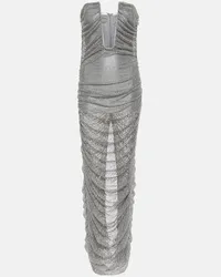 Giuseppe di Morabito Abito lungo bustier in mesh Argento