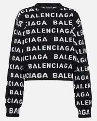 Balenciaga Pullover in lana con logo Nero