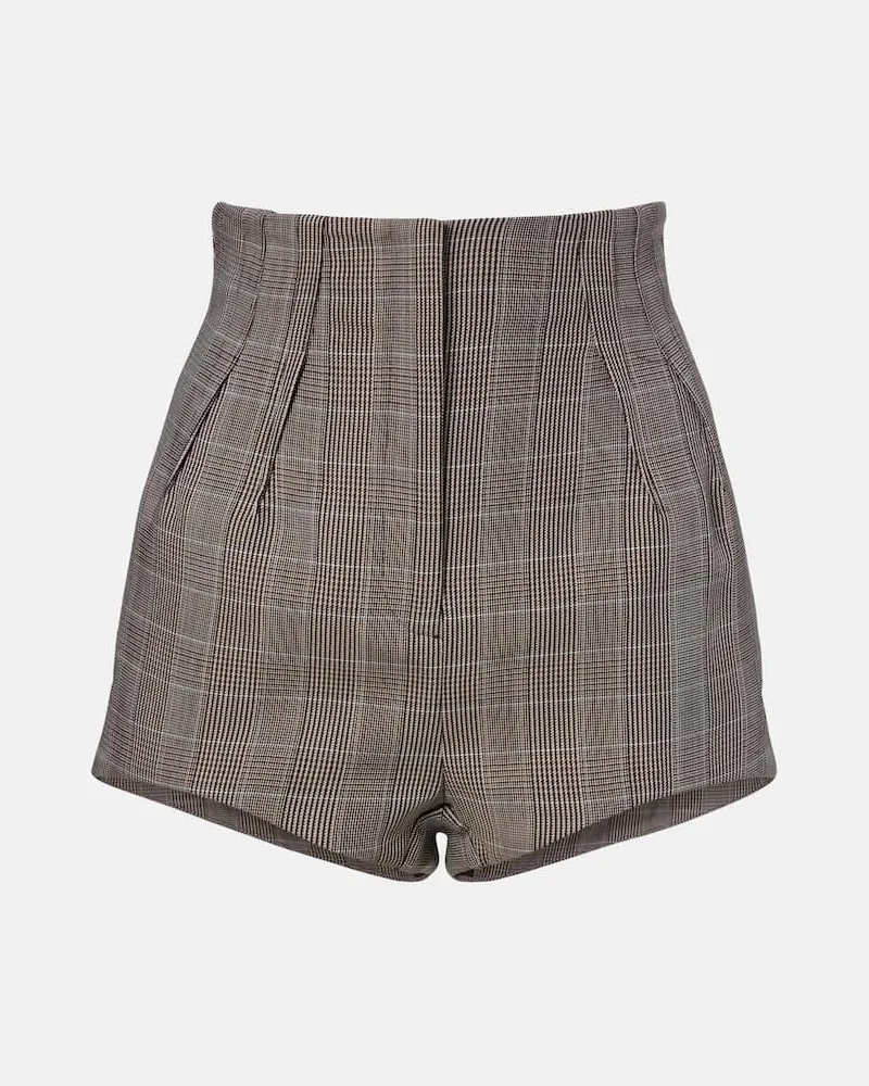 Thierry Mugler Shorts in lana vergine pied-de-poule Marrone