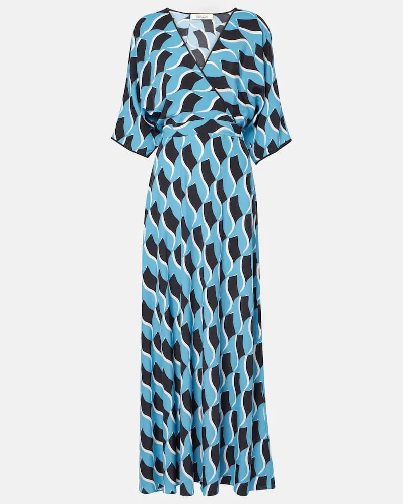 Diane von Furstenberg Abito lungo Eloise in crÃªpe con stampa Blu