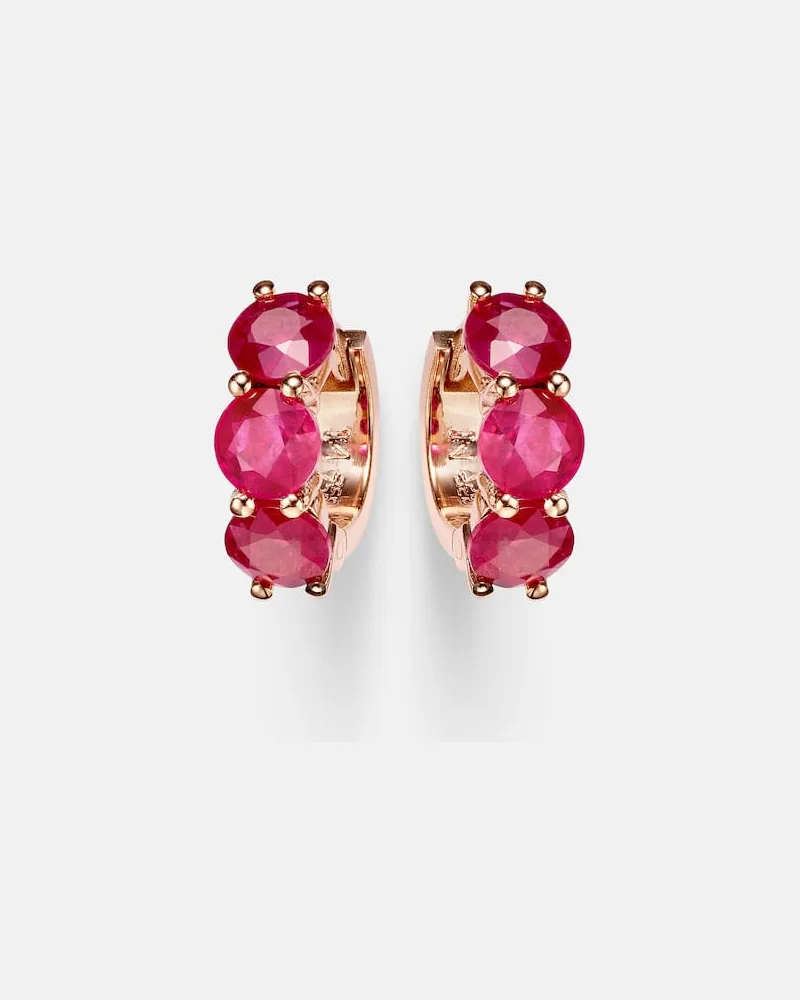Ileana Makri Orecchini a cerchio in oro 18kt con rubini Rosa
