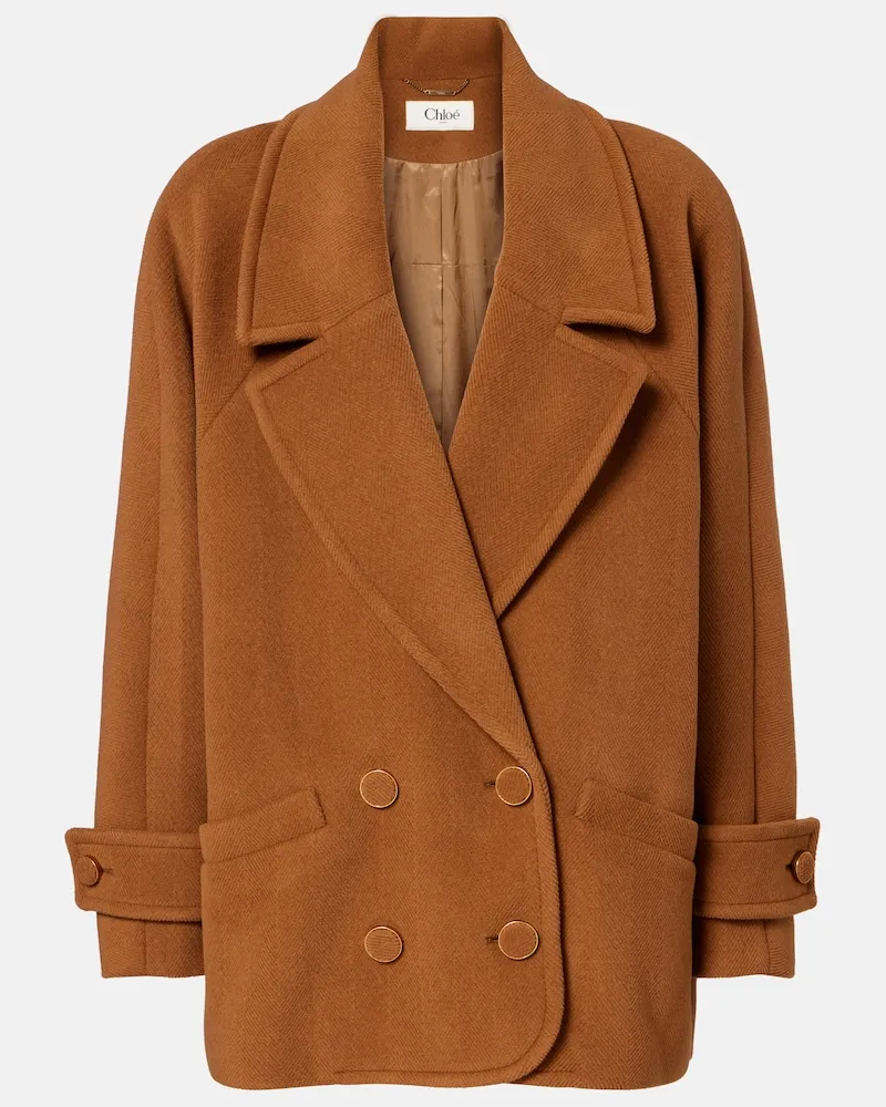 Chloé Chloé Cappotto doppiopetto in lana vergine Marrone