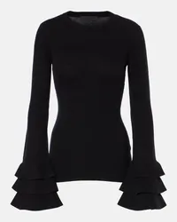 Valentino Garavani Pullover in lana con volant Nero