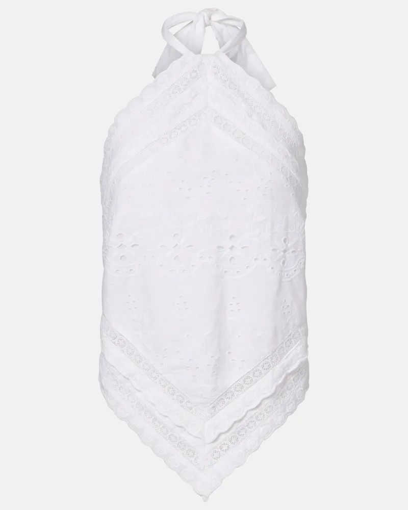 Melissa Odabash Top Felicity in cotone con ricamo Bianco