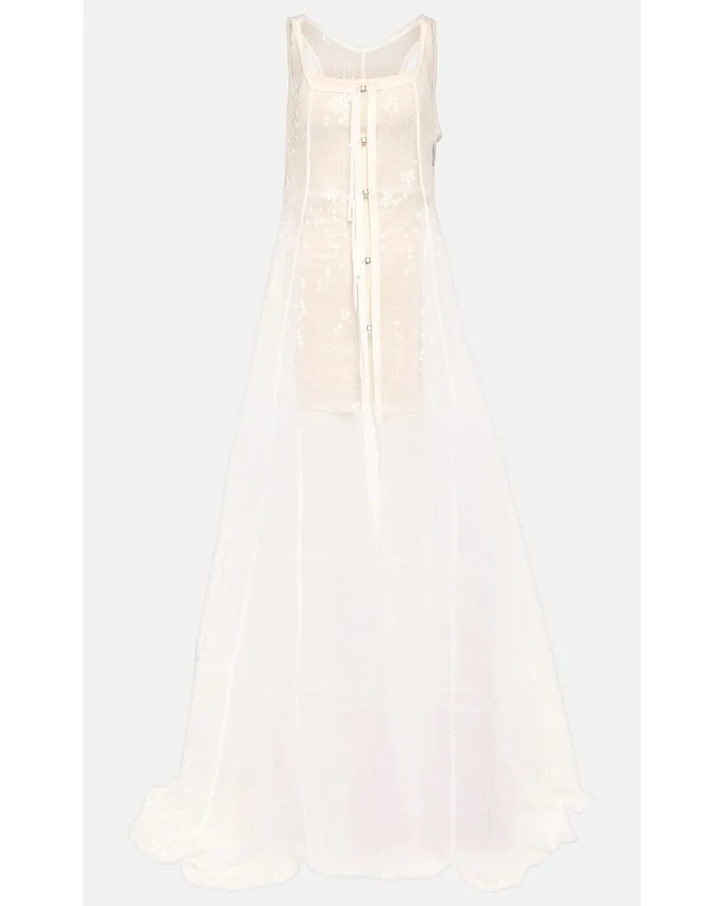 Jacquemus Abito lungo Dentelle con paillettes Bianco
