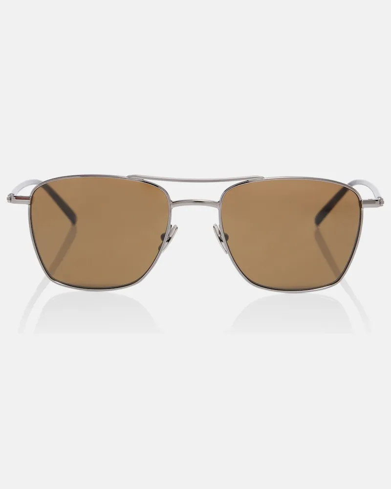 Saint Laurent Occhiali da sole aviator con logo SL Argento