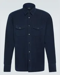 Tom Ford Camicia Western in velluto a coste Blu