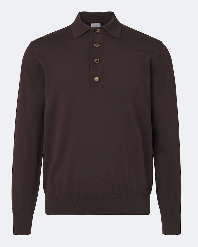 Eleventy Pullover polo in cotone e cashmere Borgogna