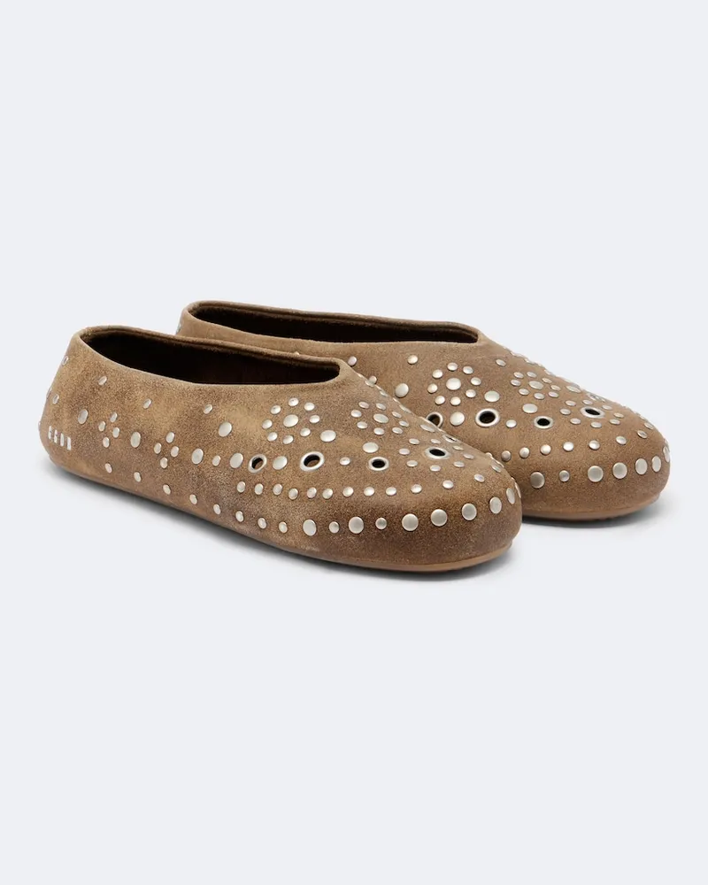 Golden Goose Slip-on Tierra in suede con borchie Beige