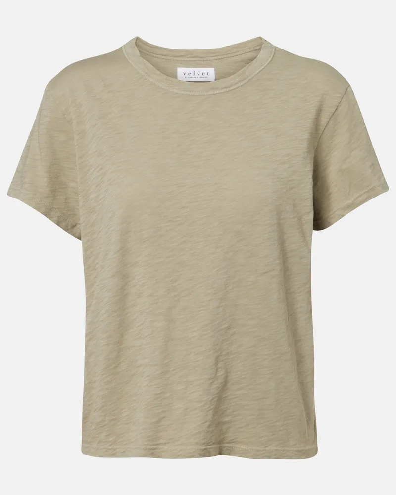 Velvet T-shirt Marika in jersey di cotone Verde