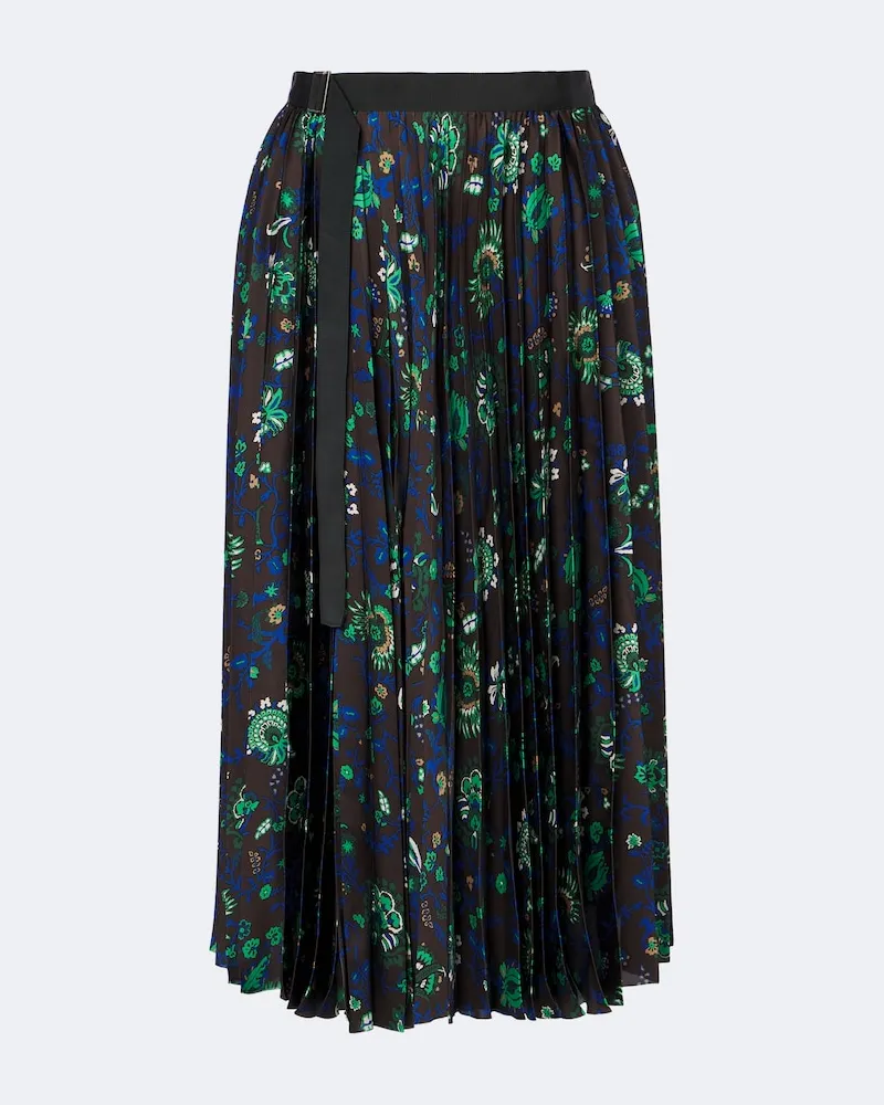 Sacai Gonna midi plissé con stampa floreale Marrone