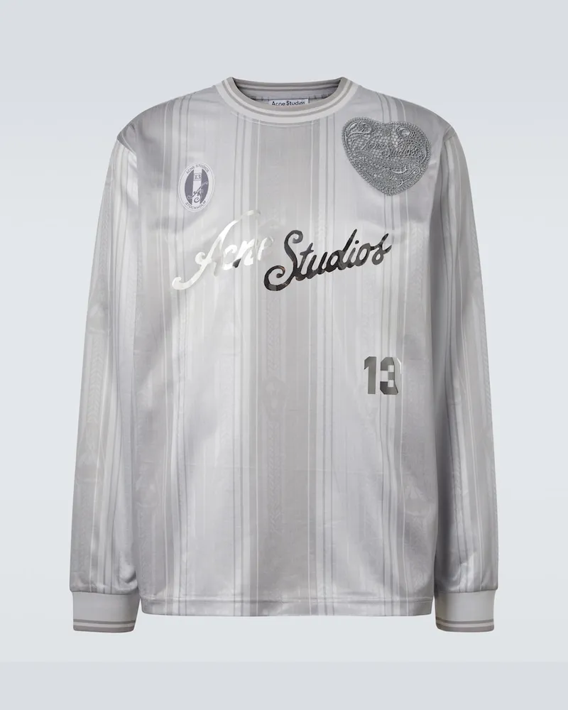 Acne Studios T-shirt a righe con logo Grigio