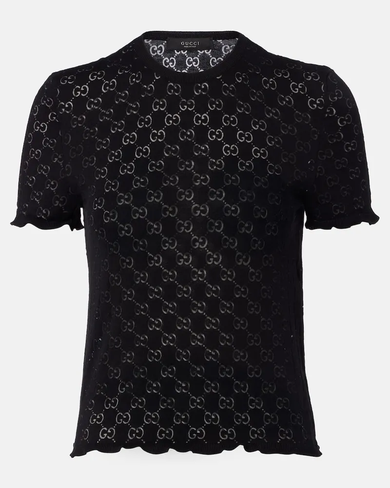 Gucci T-shirt in misto cotone GG Nero