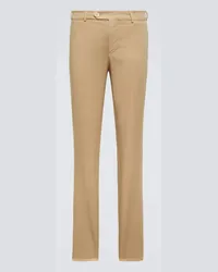 Brunello Cucinelli Pantaloni slim in misto cotone Beige