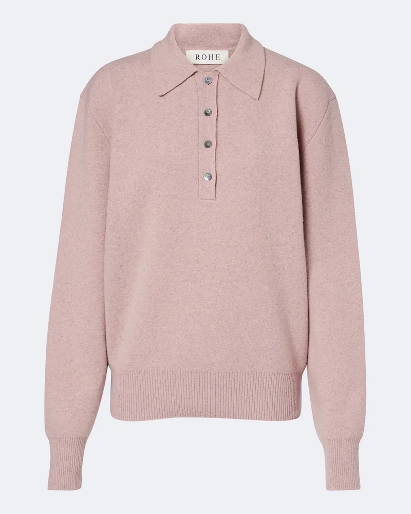 Róhe Róhe Pullover polo in misto lana Rosa