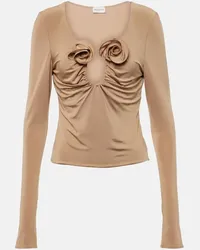 Magda Butrym Top in jersey con applicazione floreale Beige