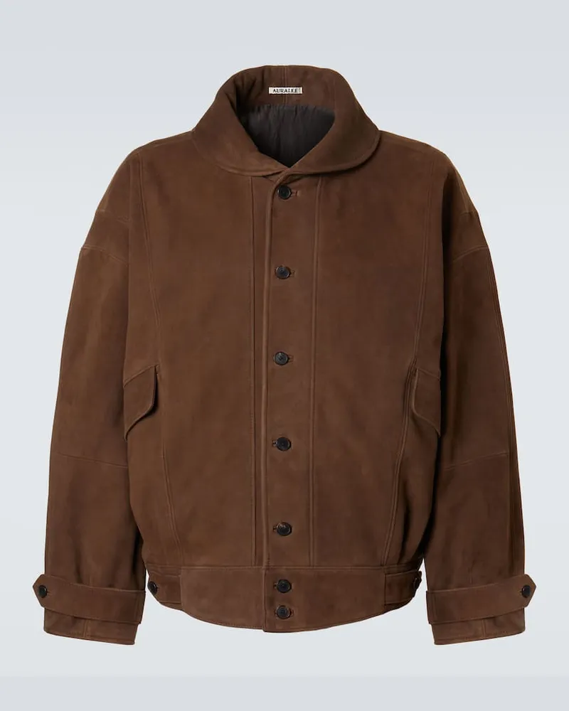 AURALEE Giacca blouson in suede Marrone