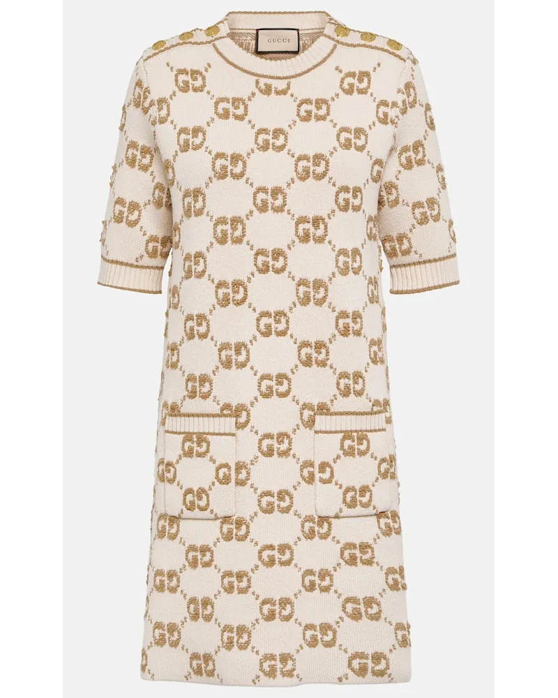 Gucci Miniabito GG in jacquard di lana bouclÃ Beige