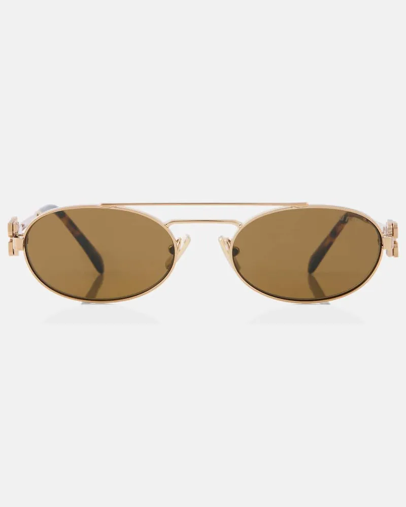 Miu Miu Occhiali da sole ovali con logo Verde