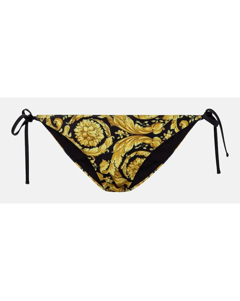 Versace Slip bikini con stampa Barocco Oro