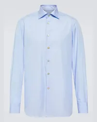 Kiton Camicia in popeline di cotone Blu